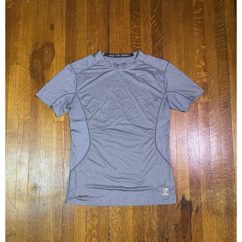 Nike Pro Combat Shirt Men's Medium Grey Compression Dri-FIT Workout Shirt